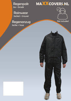 De regenkleding van Maxxcovers is beschikbaar in 5 verschillende maten. Door het ademende materiaal kun jij comfortabel op weg.