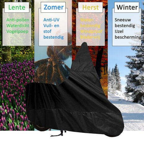 Motorhoes / Scooterhoes / Brommerhoes - Zwart - Maat M + WS (Windscherm Scooter) - A-kwaliteit