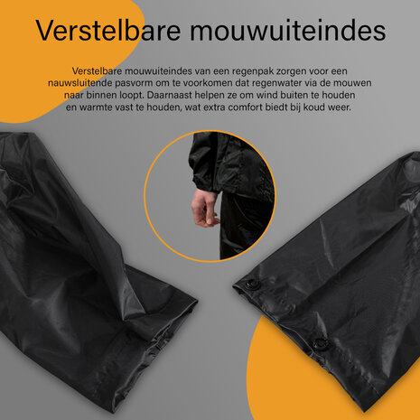 De regenkleding van Maxxcovers is beschikbaar in 5 verschillende maten. Door het ademende materiaal kun jij comfortabel op weg.