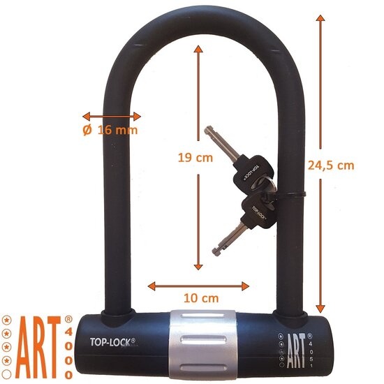 Beugelslot ART 4 180x245 mm Top Lock voor scooter of motor