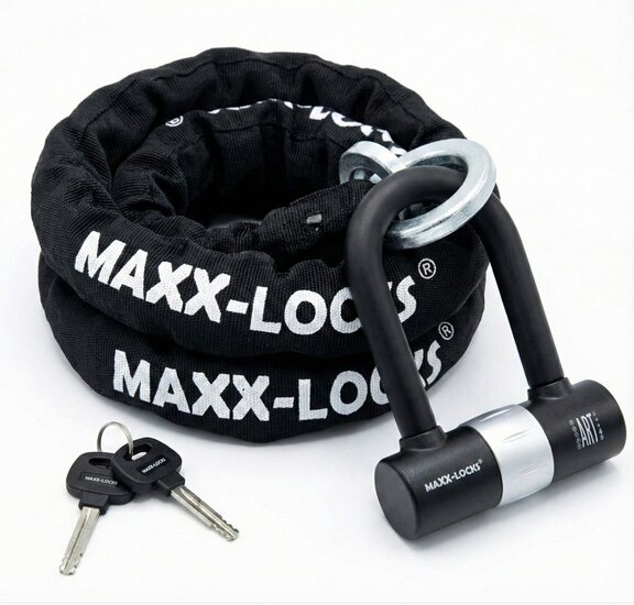 Kettingslot 120cm met loop + verlengde U-beugel van Maxx-Locks