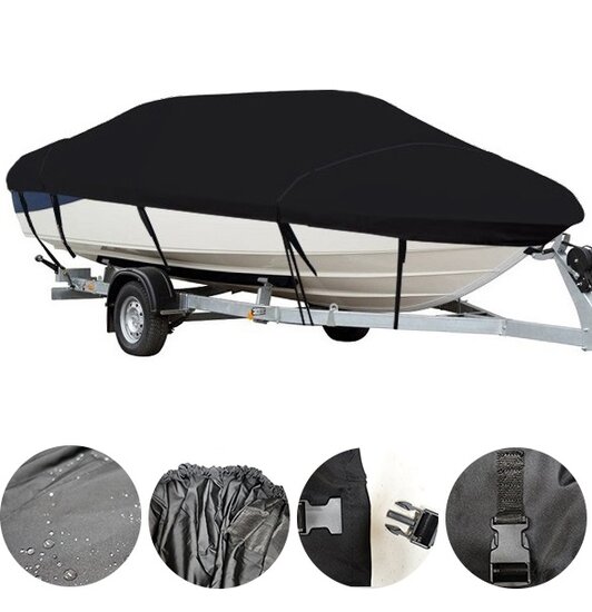 Boothoes afdekzeil - Zwart - Maat D: 515-575 x 243 cm (l x b)