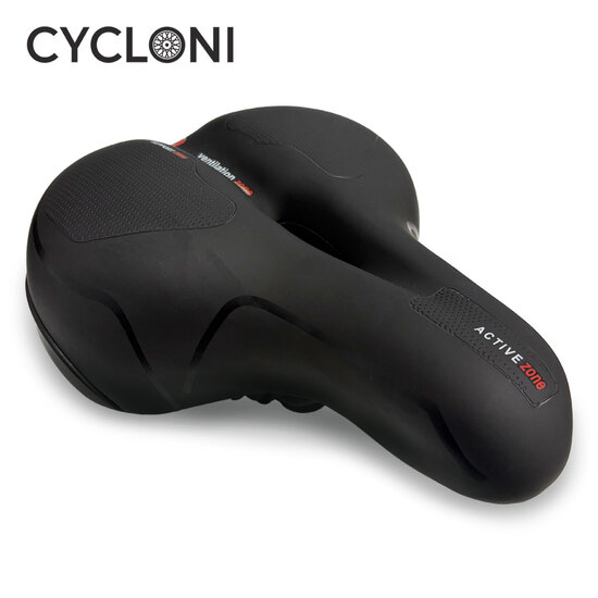 Cycloni Ergonomisch Fietszadel - Inclusief Zadelstrop - Zwart/Rood - Unisex