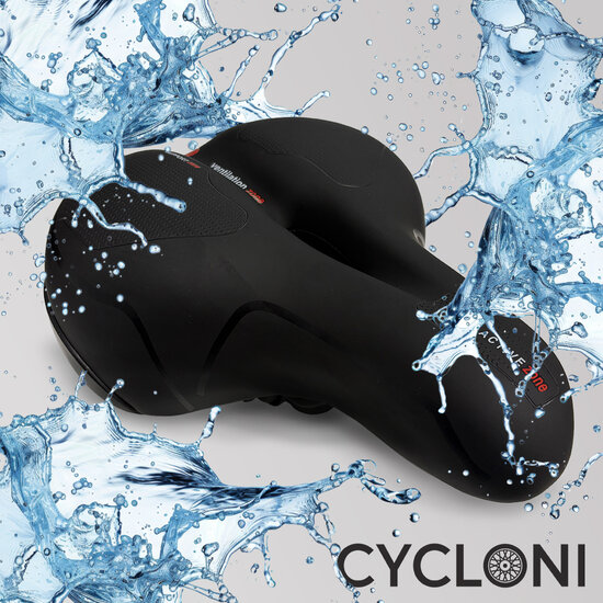 Cycloni Ergonomisch Fietszadel - Inclusief Zadelstrop - Zwart/Rood - Unisex