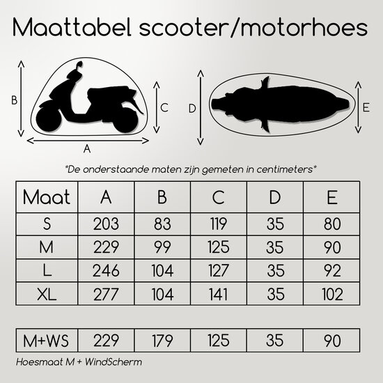 Scooterhoes - Alpha cover - Piaggio MP3 - Maat M &amp; L