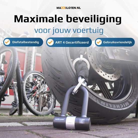 Kettingslot 120cm met loop + verlengde U-beugel van Maxx-Locks