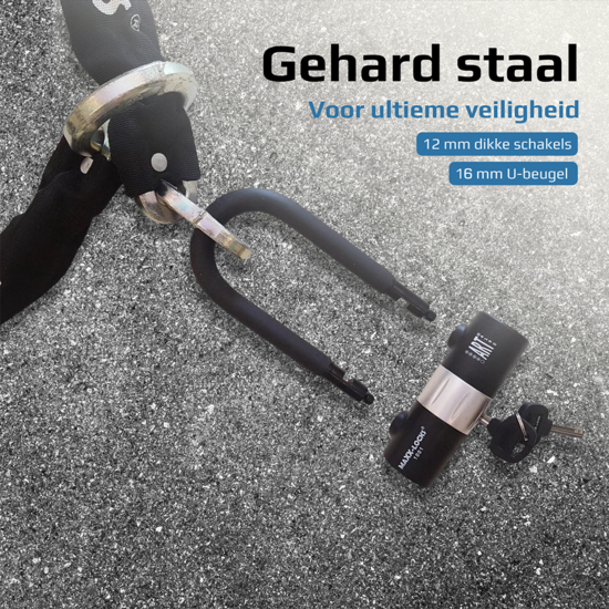 Kettingslot 120cm met loop + verlengde U-beugel van Maxx-Locks