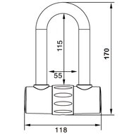 productafbeelding praktijkafbeelding Kettingslot 120cm met loop + verlengde U-beugel van Maxx-Locks