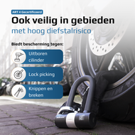 Diefstal preventie methoden Kettingslot 120cm met loop + verlengde U-beugel van Maxx-Locks