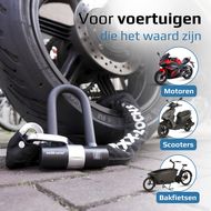 Kettingslot 120cm met loop + verlengde U-beugel van Maxx-Locks